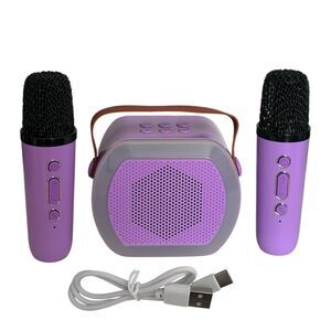 Karaoke Machine for Kids Adults: Mini Karaoke Machine 2 Wireless Mics Purple
